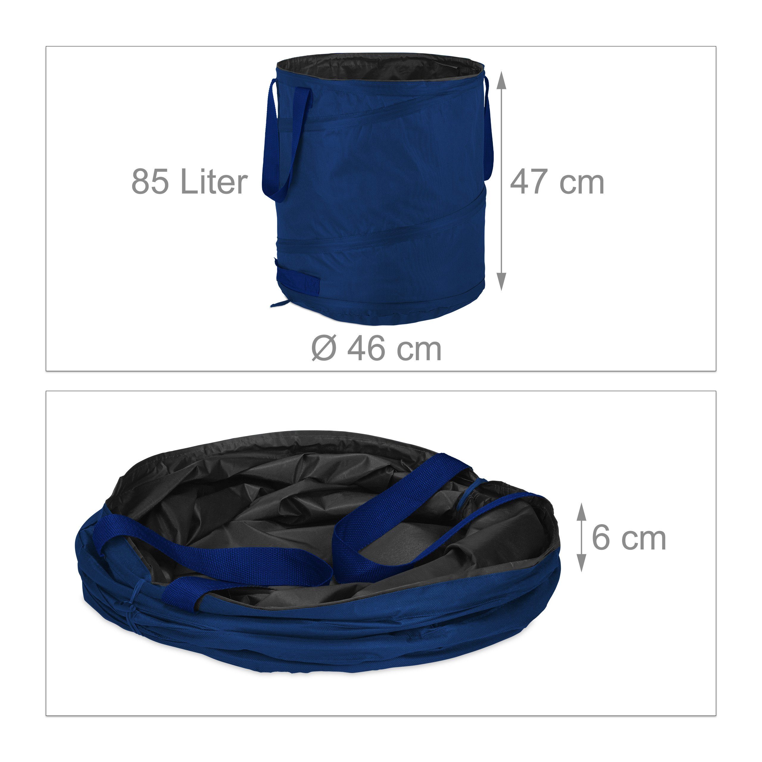 relaxdays Gartensack 3er Set Pop Up Laubsack 85 L blau, für Gartenabfälle wie Grünschnitt, Laub, Gras und Unkraut, 85 l, (3-tlg) – Bild 4 von 5