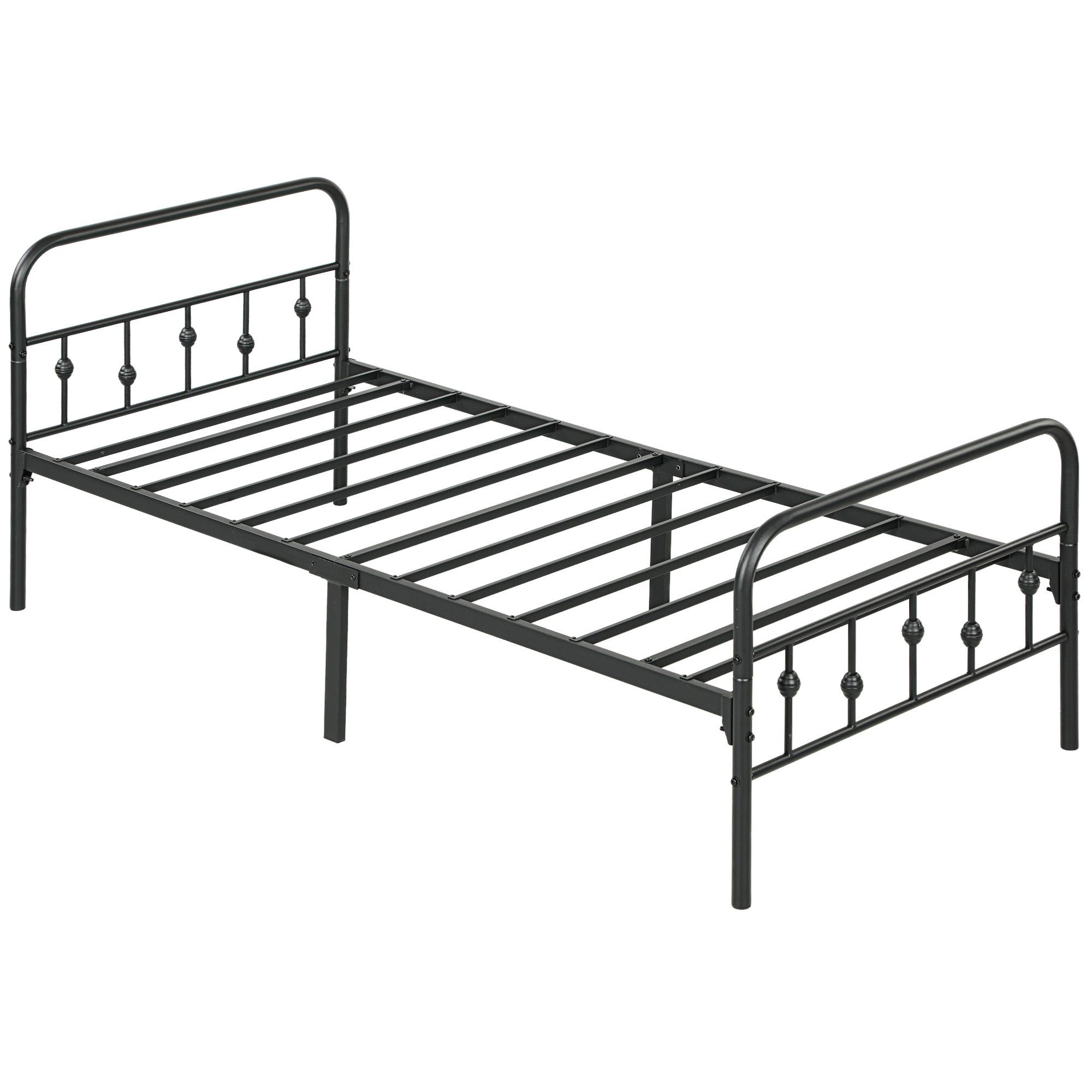 MC Star Metallbett Bettrahmen für Matratze 200 x 90 cm, klappbar Bettgestell, 82,5 cm (Metallrahmenbett aus Metall, für Schlafzimmer Gästezimmer, Schwarz)