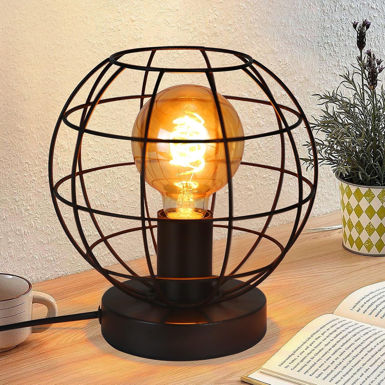 ZMH Tischleuchte Vintage Schwarz E27 Retro günstig online kaufen