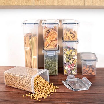MDHAND Vorratsdose Aufbewahrungsbox Küche, Kunststoff, (Set, 7-tlg), zur Aufbewahrung von Nudeln, Müsli, Reis, wiederverwendbar