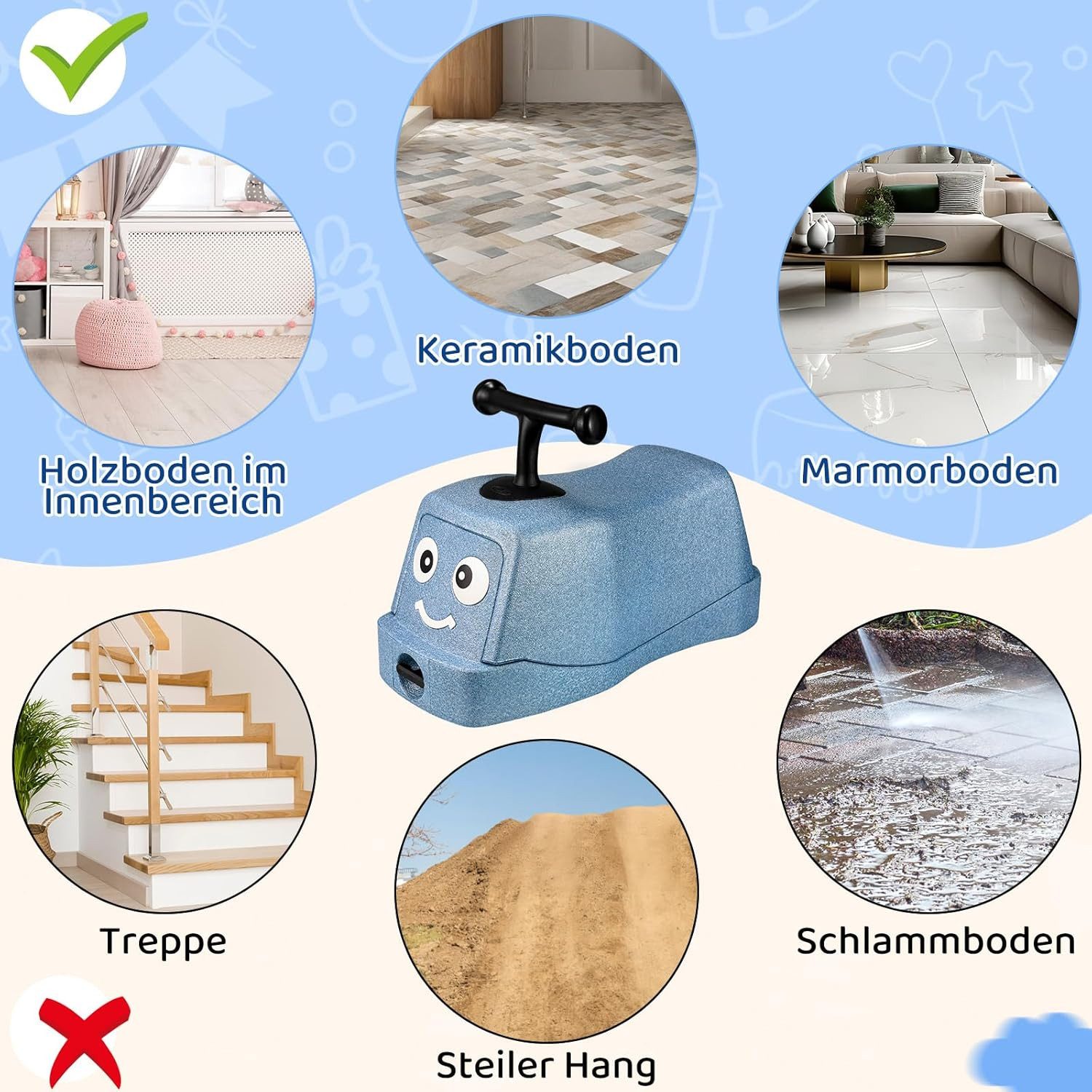 TLGREEN 5-in-1 Ride-On Baby Ride-On with Silent Wheels, Baby Scooter up to 20kg, EPP, Baby Walker, Rocking Car