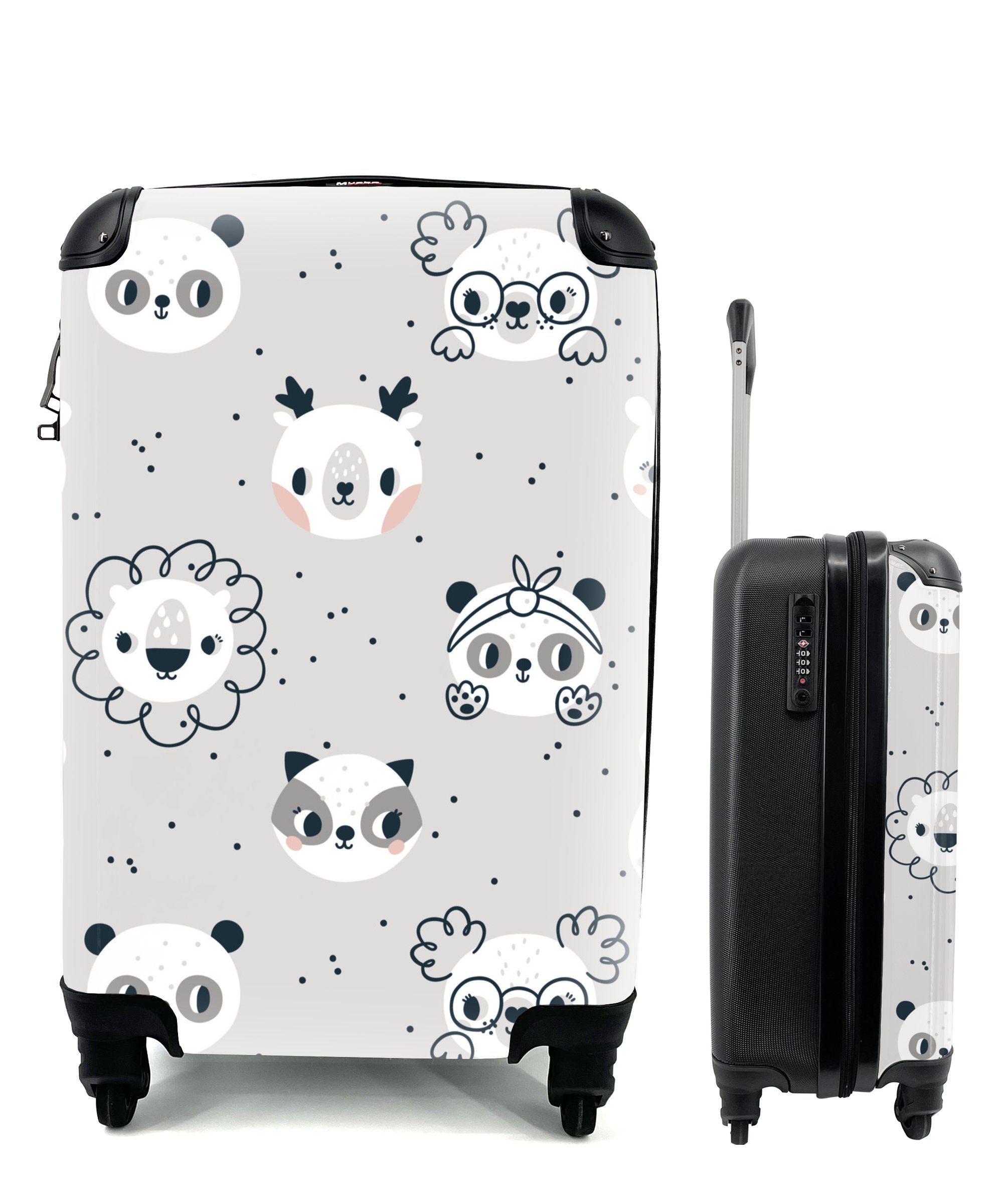 MuchoWow Handgepäckkoffer Muster - Tiere - Polka dots, 4 Rollen, Reisetasche mit rollen, Handgepäck für Ferien, Trolley, Reisekoffer