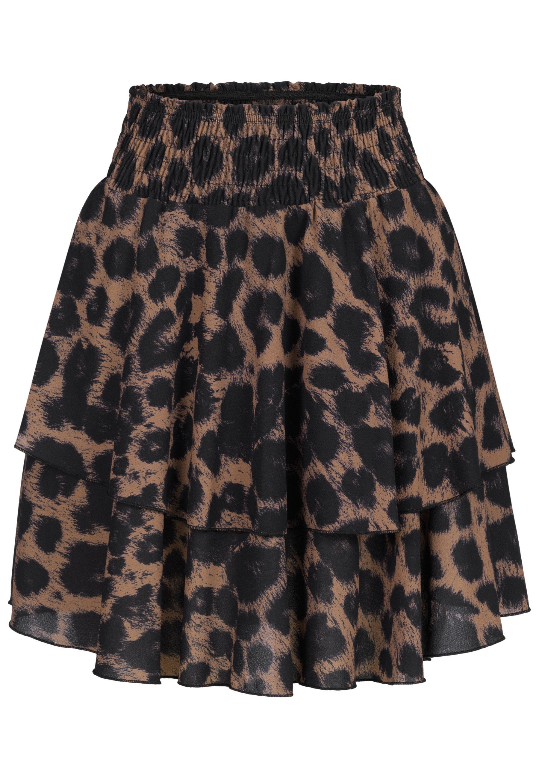 CLOUD 5IVE Sommerrock CLOUD 5IVE Tiered Skirt with aop leo print (1-tlg)