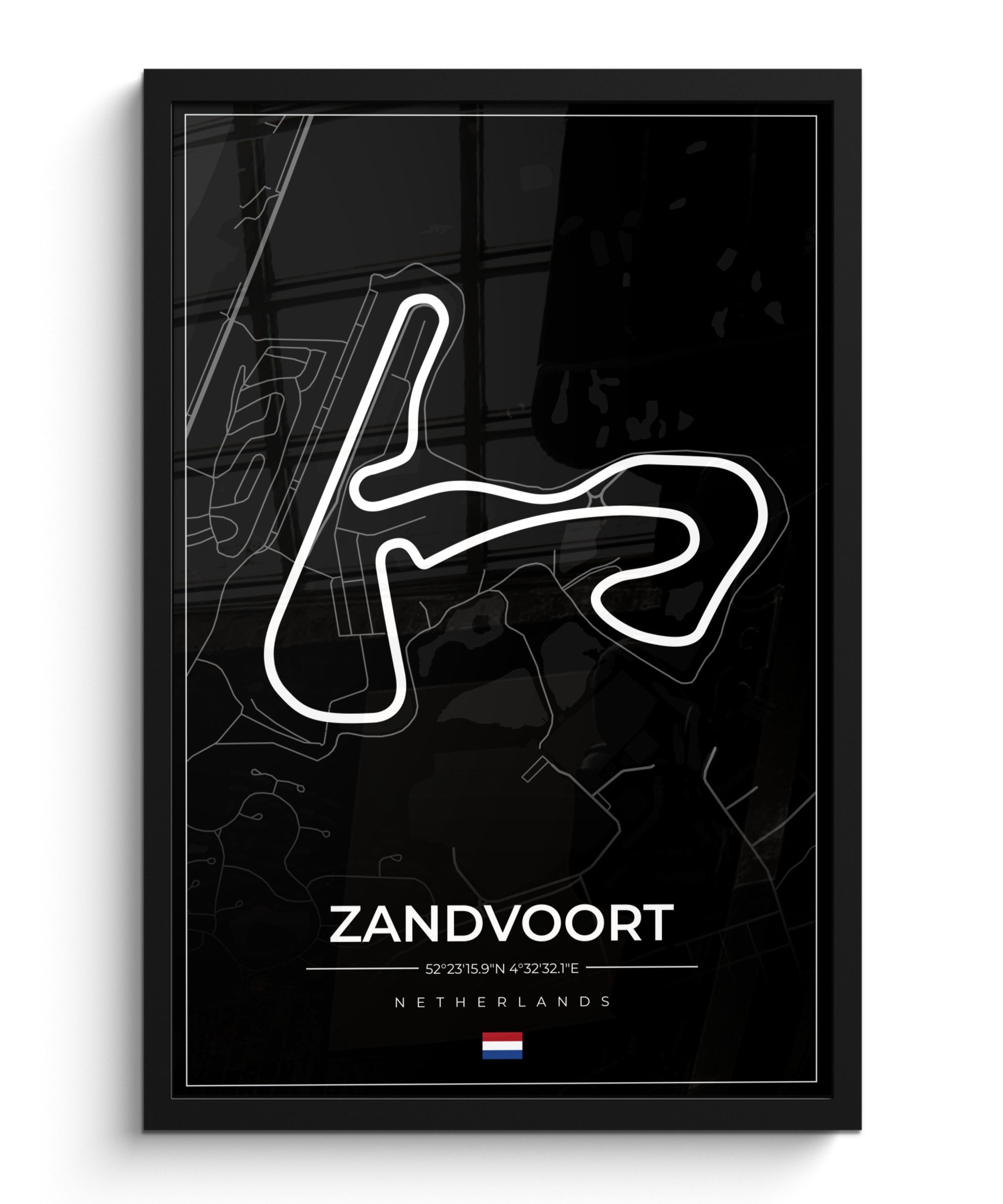 MuchoWow Poster Formel 1 - Rundkurs Zandvoort - Rennstrecke - Niederlande - Schwarz, (1 St), Bilderrahmen, Zimmer Deko, Bild für Wohnzimmer, 20x30 cm