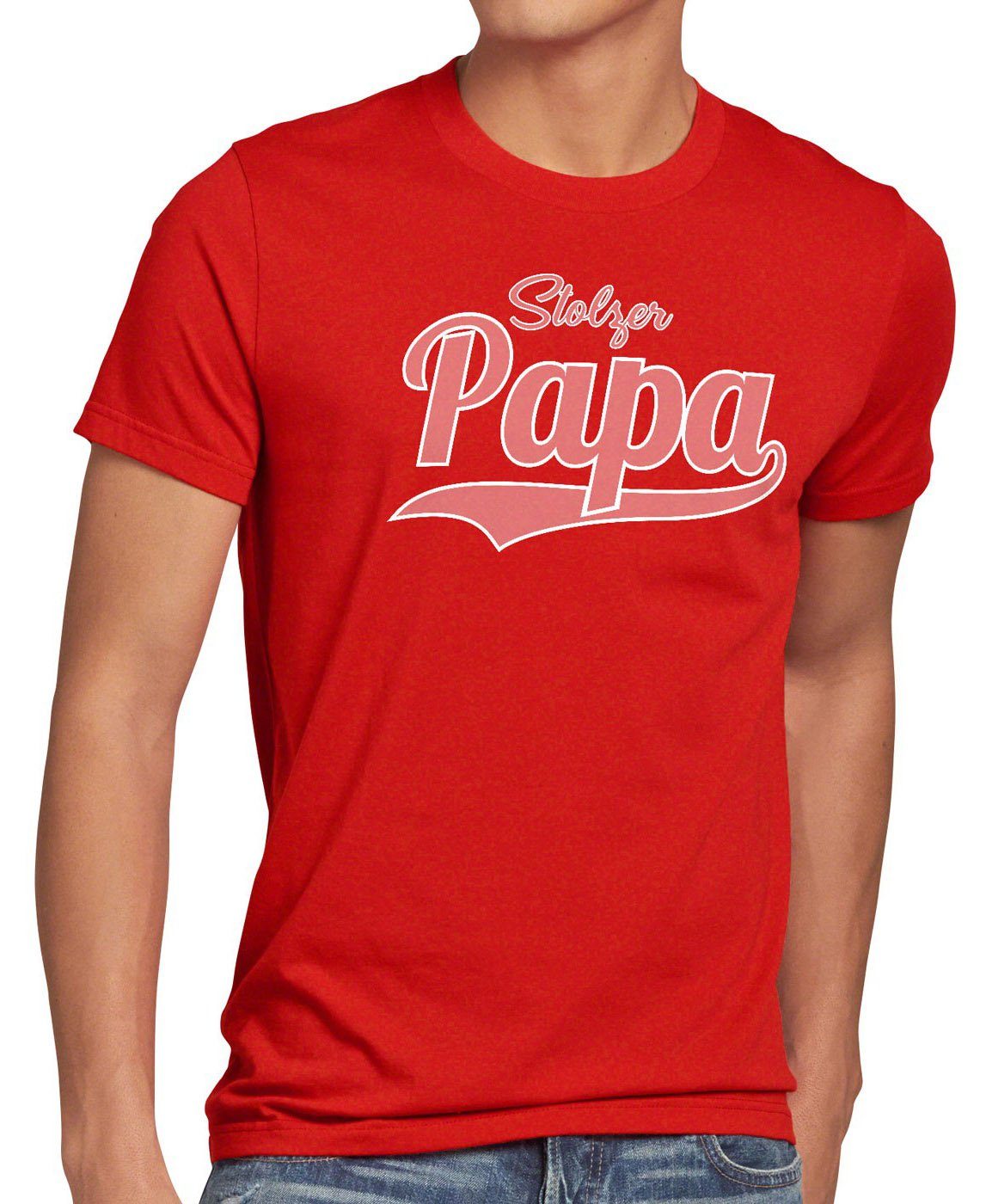 style3 Print-Shirt Herren T-Shirt Stolzer Papa Vater Dad Spruchshirt Funshirt Vatertag Fun beste rot