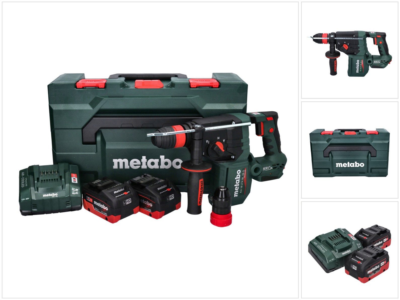 metabo Akku-Bohrhammer KH 18 LTX BL 28 Q Akku Bohrhammer 18 V 3 J SDS plus Brushless + 2x