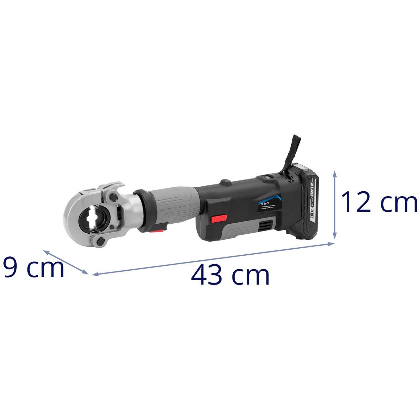 MSW Crimpzange Akku-Presszange hydraulisch 16 bis 300 mm² 60 kN OLED-Display LED