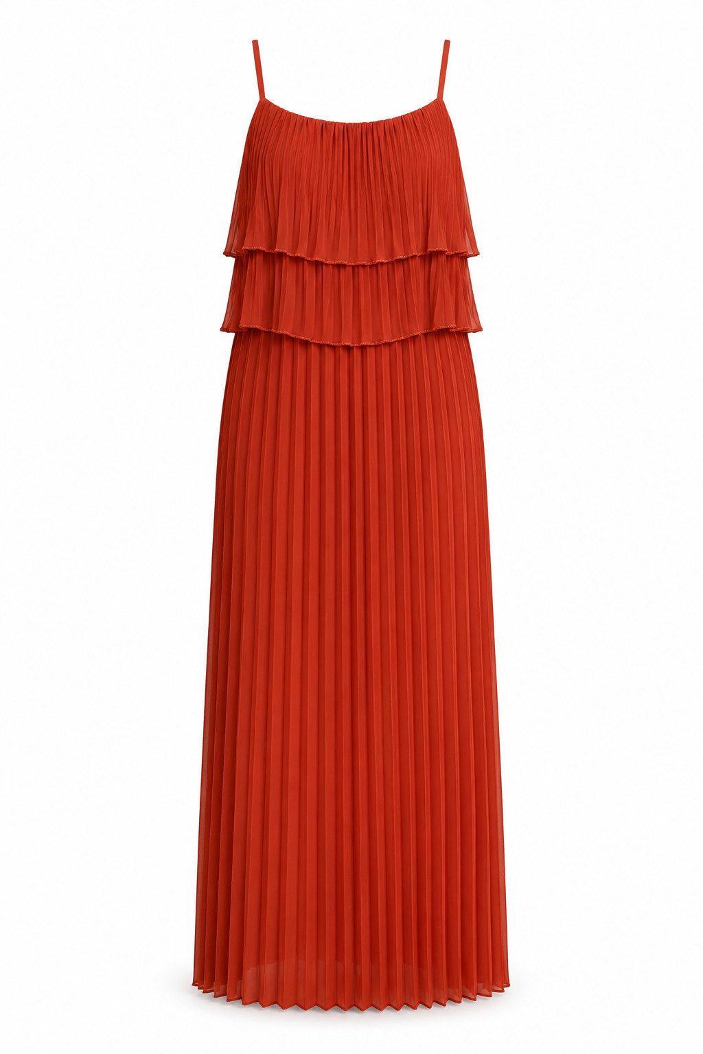 ITALY VIBES Plisseekleid - Maxi-Kleid Damen - langes Abendkleid mit Spaghettiträgern ONE SIZE - passend für Größen S-L