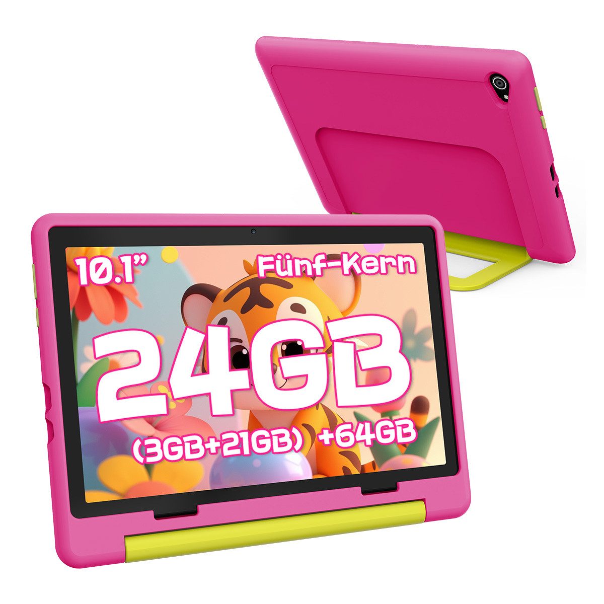 BUFO Android 16 10-Zoll, 24(3+21) GB RAM + 64 GB ROM (TF Expand 1TB) Kinder Tablet (10", 64 GB, Android 16, WiFi 6, Android 16, Elterliche Kontrolle, HD IPS 1280x800, 6000mAh)