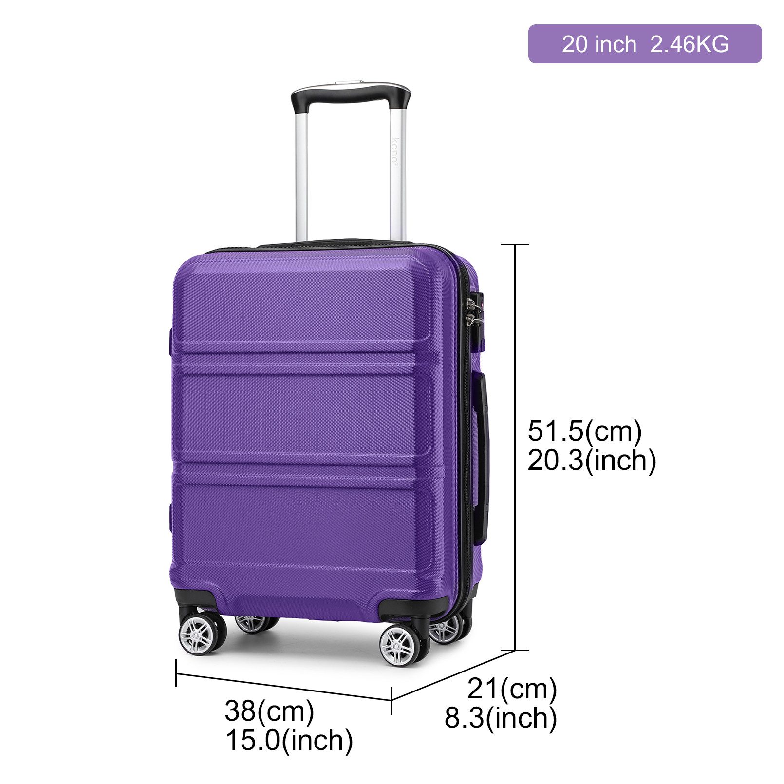 KONO Hartschalen-Trolley mit TSA-Schloss - Reisekoffer günstig online kaufen