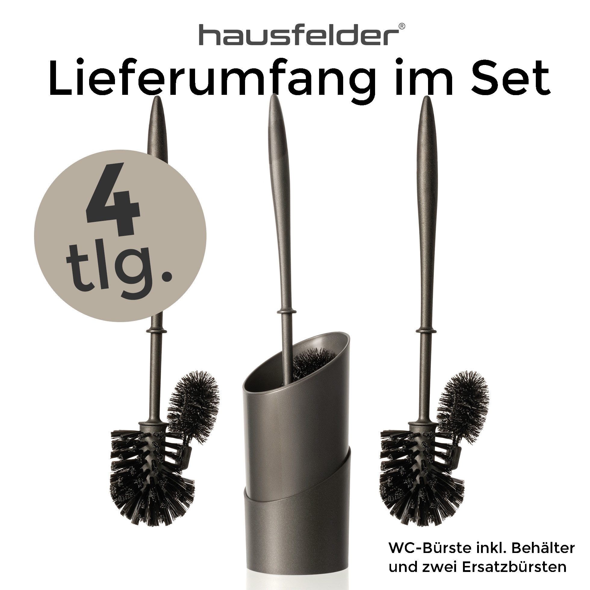 Hausfelder WC-Garnitur Klobürste mit Randreiniger WC (Schwarz, 2 Ersatzbürs günstig online kaufen