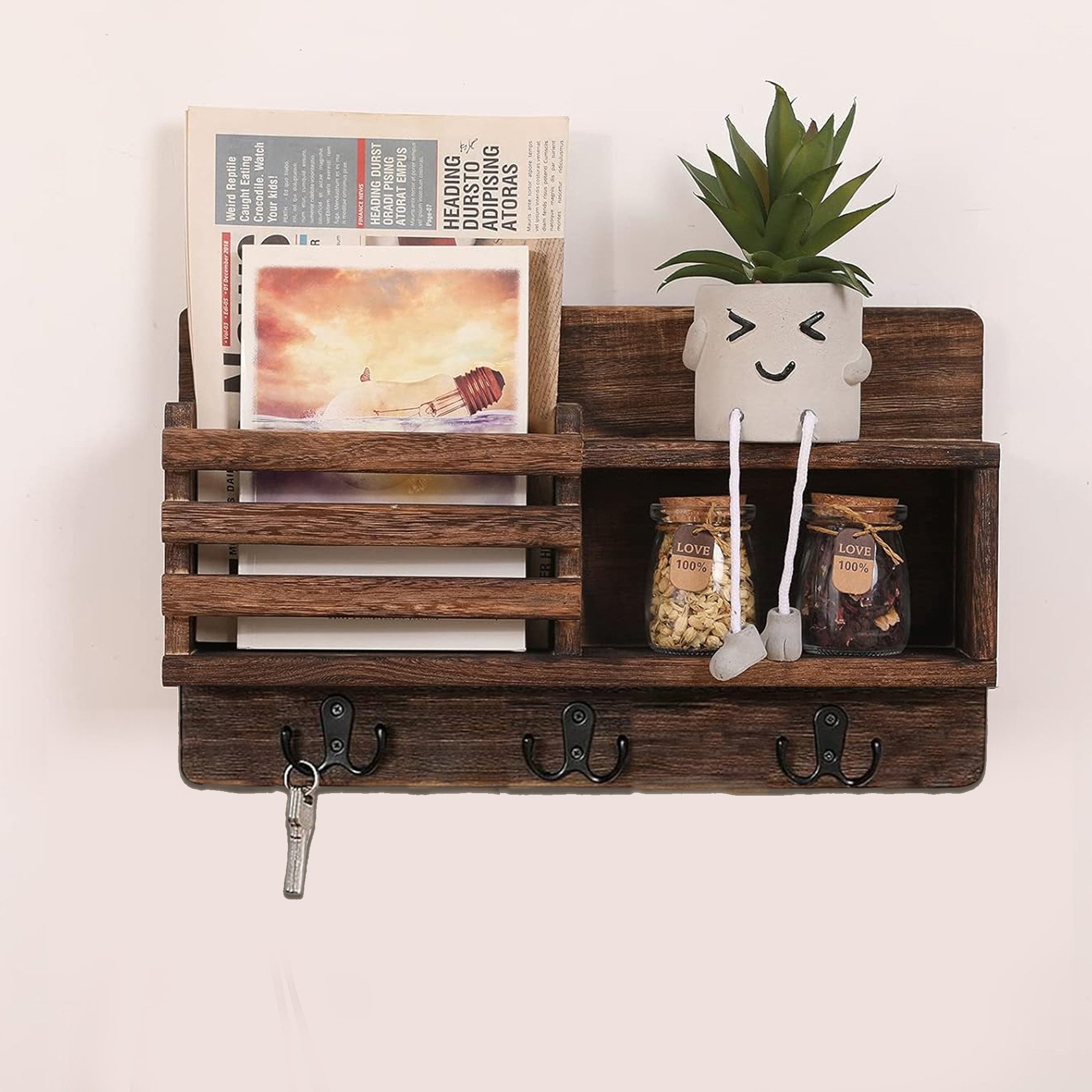 Masbekte Schlüsselbrett Schlüsselhalter aus Holz, Hängend, günstig online kaufen