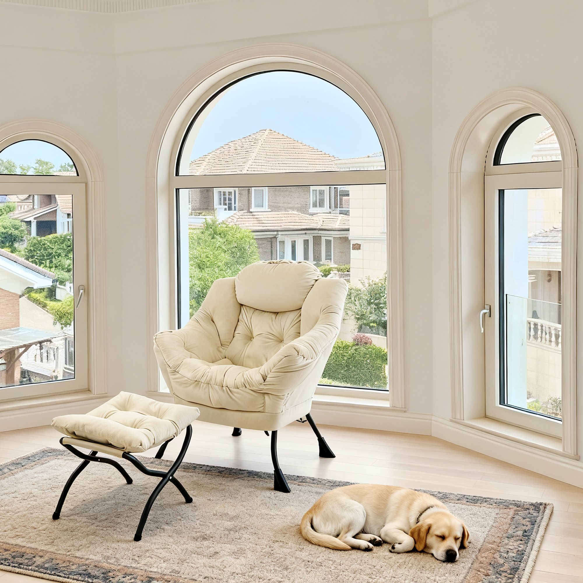 REDOM Relaxsessel Sessel mit Hocker (mit Armlehnen, Seitentasche & Fußstütze, Loungesessel, Fernsehsessel, Ohrensessel für Wohnzimmer, Schlafzimmer, Büro, 1-St)