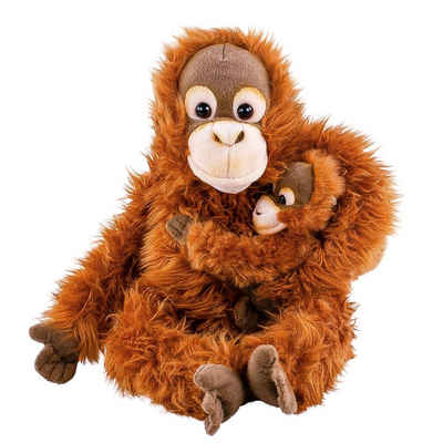 Teddys Rothenburg Kuscheltier Orang Utan Affe mit Baby 28 cm sitzend Plüschaffe Uni-Toys, kuschelweicher Plüsch