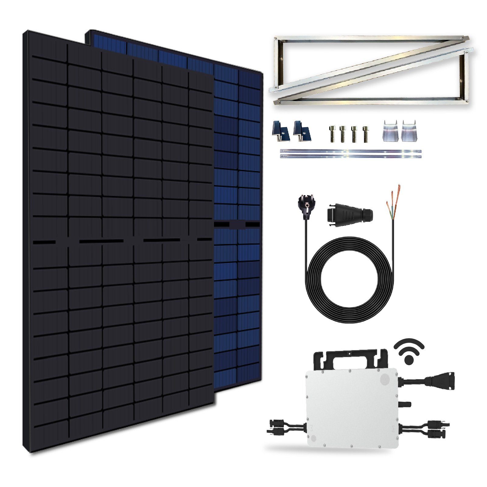 Stegpearl Solaranlage 860W Balkonkraftwerk, Bifaziale Hoymiles Aufständerung PV-Montage Solarmodule, Upgradefähiger Mit HMS-800-2T Wechselrichter Ost-West, WIFI