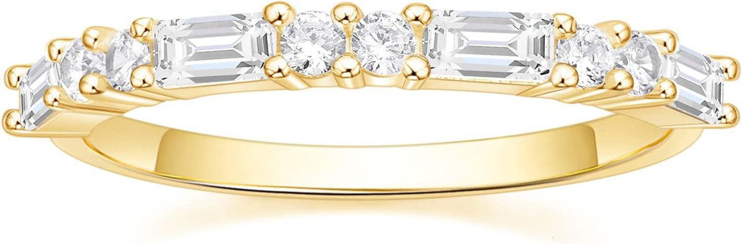 Jumpeak Diamantring 14 Karat Diamantring Stapelbarer Bandring, Echtes Diamantring-Set, Geschenk zum Geburtstag und zum Jahrestag