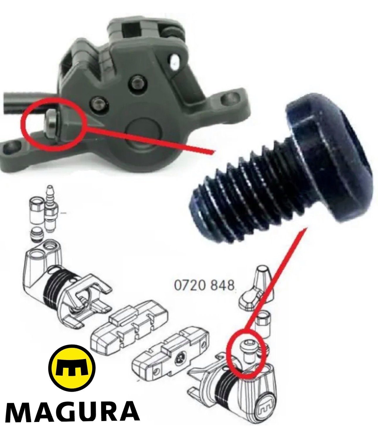 Magura Felgenbremse 1x Magura Befüll-Verschluss-Schraube HS11/HS33/HS33R, Gustav M, M6,T25