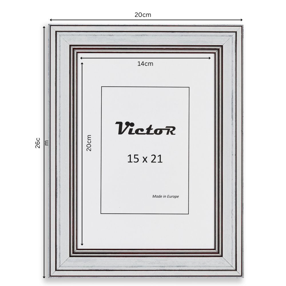 15x21 Set Victor Leiste: in 3er (Zenith) cm, weiß, Bilderrahmen Goya, 19x31mm, Kunststoff Rahmen