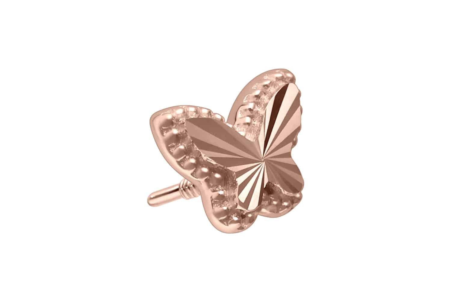 Piercing-Set 14 Karat Gold Schraubaufsatz mit Außengewinde SCHMETTERLING