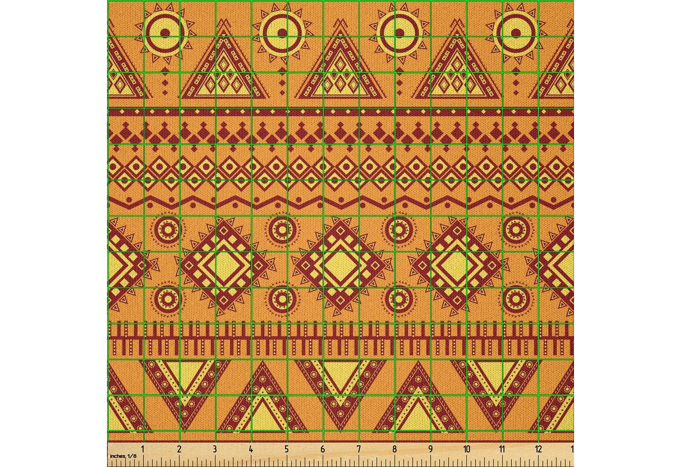 Thumbnail - Abakuhaus Stoff DIY Bastler Stoff für Dekorationszwecke, Orange Aztec Borders