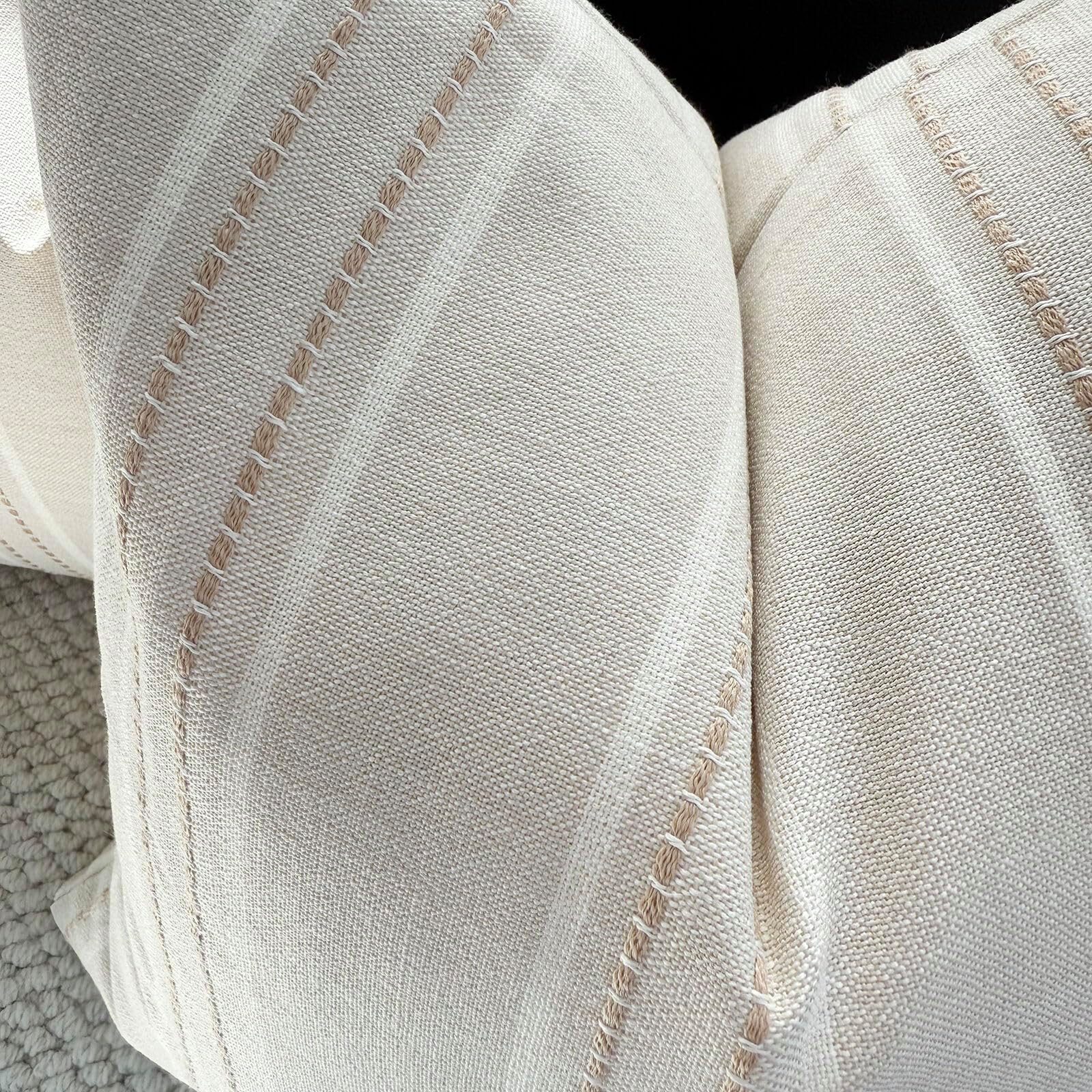 FOUORTUNATE-BEE Kissenbezug 2 Stück Farmhouse gestreift Kissenbezug Beige mit Streifen, (2 Stück), Kissenbezüge für Sofa, Couch, Bett, Wohnzimmer, Bauernhaus-De – Bild 4 von 5