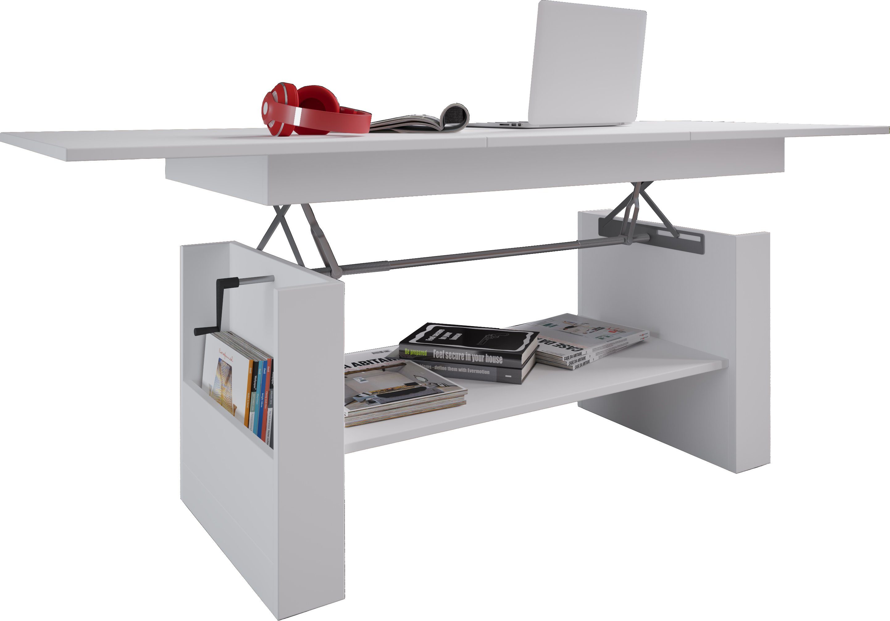 VCM Couchtisch Kobila B. 115 x T. 58 x H. 52 cm, Zentrale Ablagefläche mit zusätzlichem Stauraum, 3 Fächer, ausziehbar – Bild 2 von 5