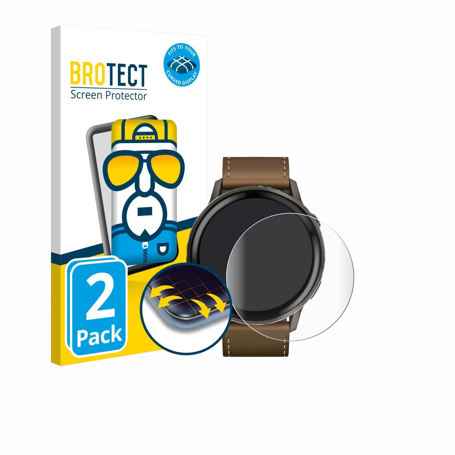 BROTECT Displayschutzfolie Fullscreen Schutzfolie für Garmin Venu 4 (45 mm), 2 Stück, Displayschutz Folie Fullcover Klar Transparent