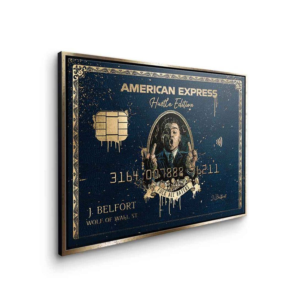 silberner Edition Wall Rahmen DOTCOMCANVAS® schwarz Blau, Leinwandbild American Express Street Amex Leinwandbild, Hustle