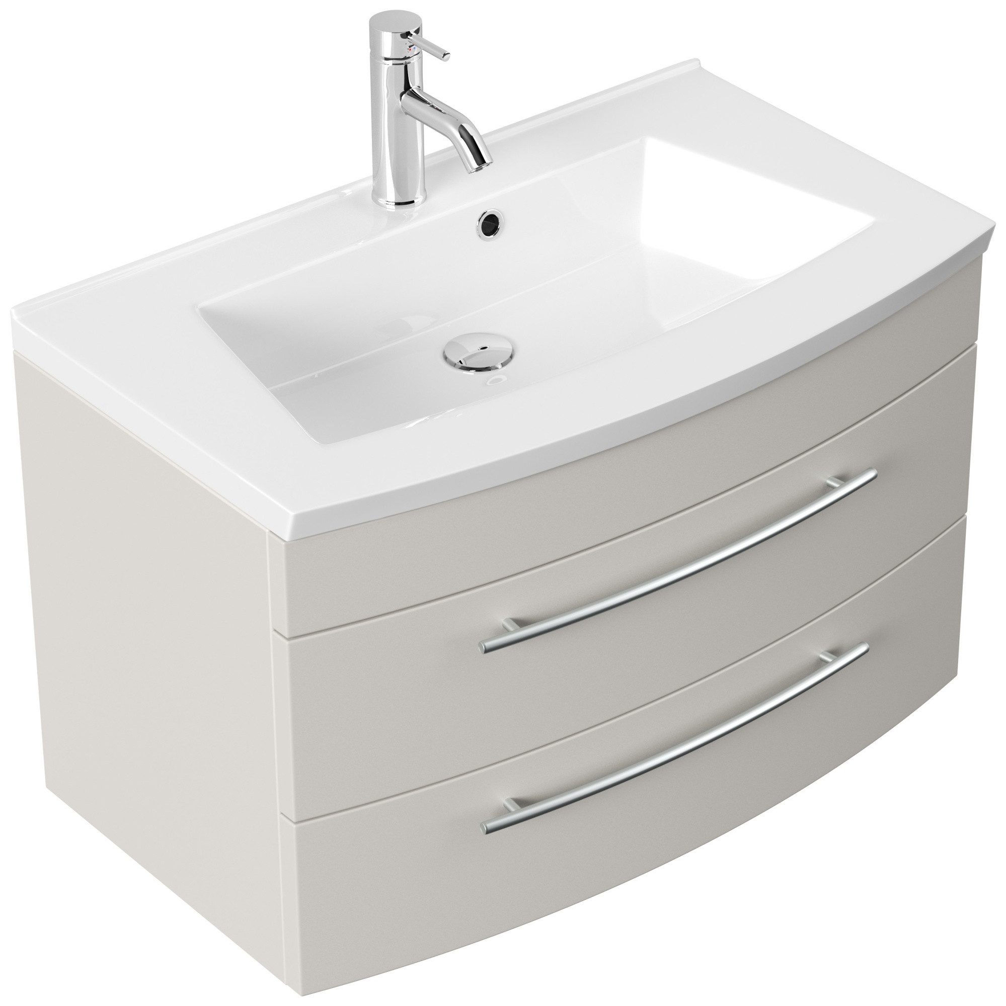 Magnolia Home Waschtisch Badmöbel Bella 80 mit runder Front SoftClose lackiert kaschmir matt