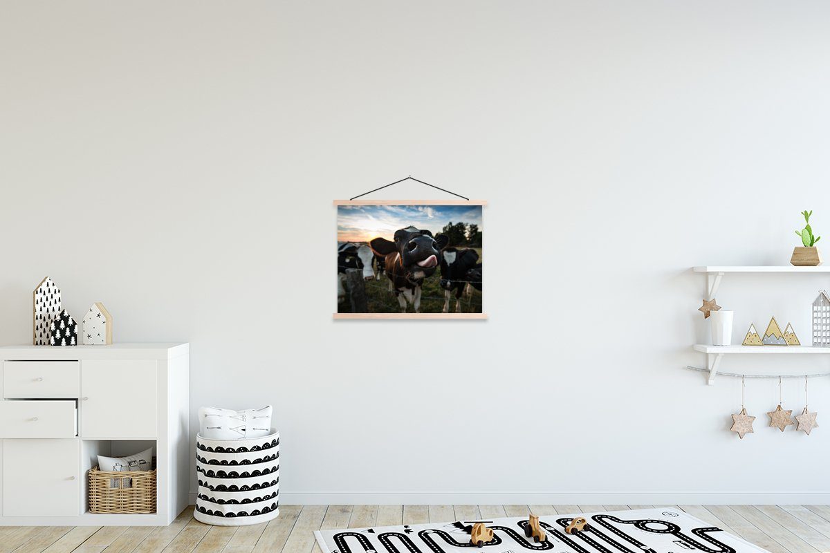 Wohnzimmer, - Bilderleiste, Poster für Natur Zunge, Ausgezeichnete Textilposter - Posterleiste, Magnetisch Kuh Tiere - (1 St), MuchoWow