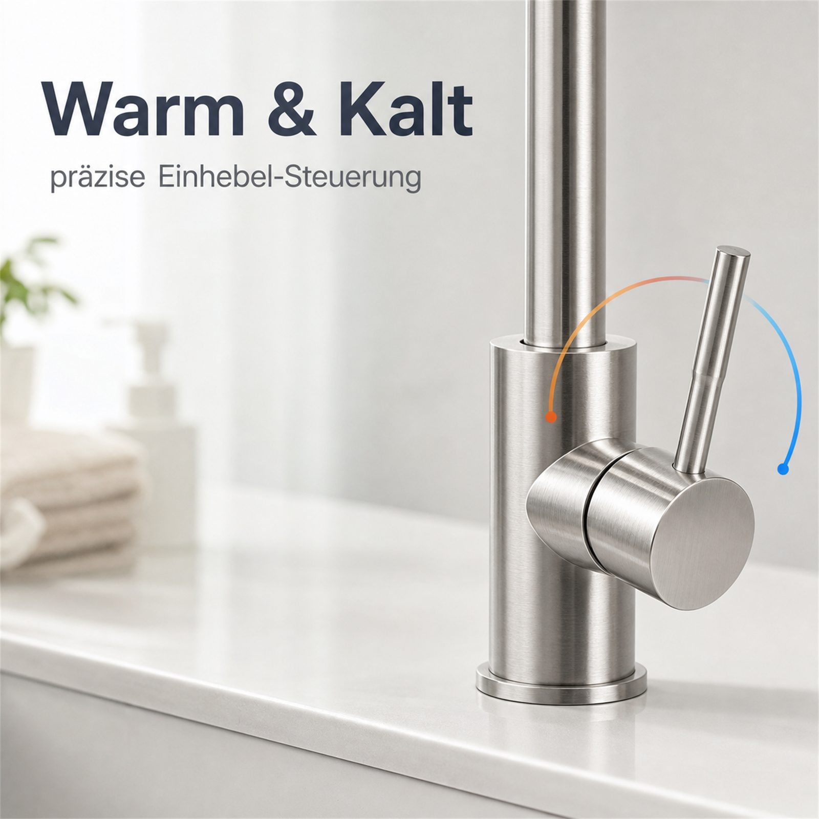 Ledklang Küchenarmatur Hochdruck Edelstahl Spültischarmatur 360° schwenkbarem Auslauf (1-St) für Spüle & Waschbecken – Bild 4 von 5