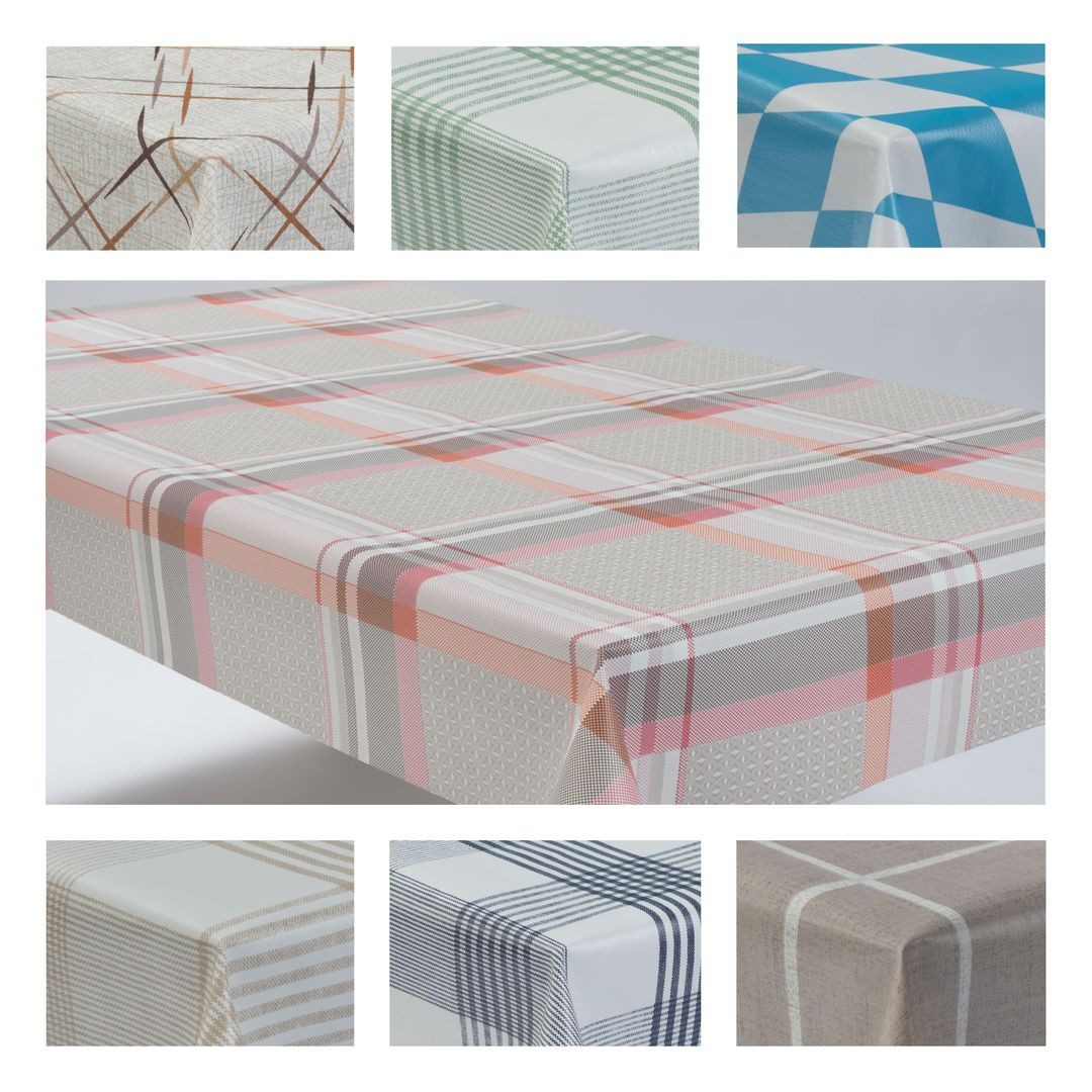 laro Tischdecke Wachstuchtischdecke Linea Grid PVC Eckig