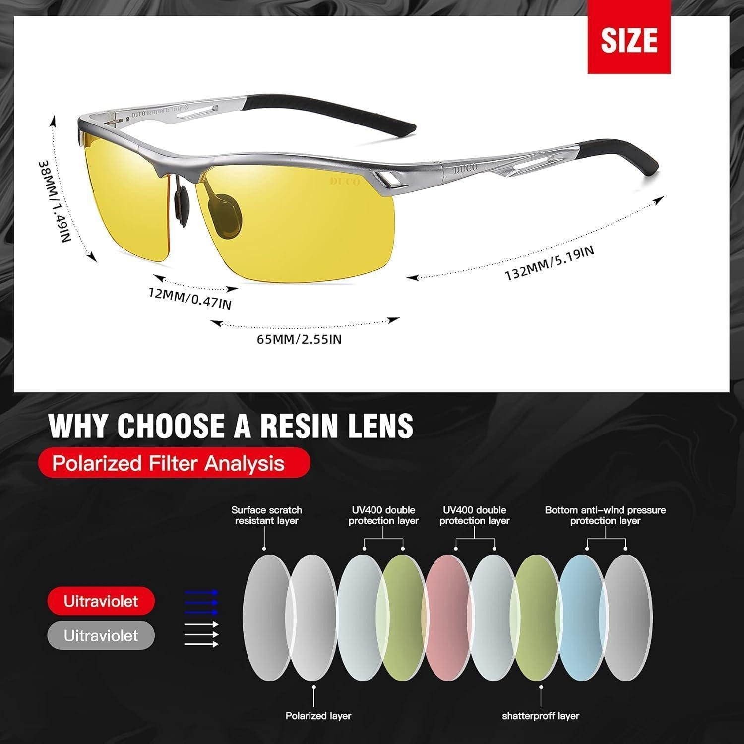 LuxusKollektion Sonnenbrille Fahrbrille gelb polarisiert Anti-Blende Nachtsicht UV400