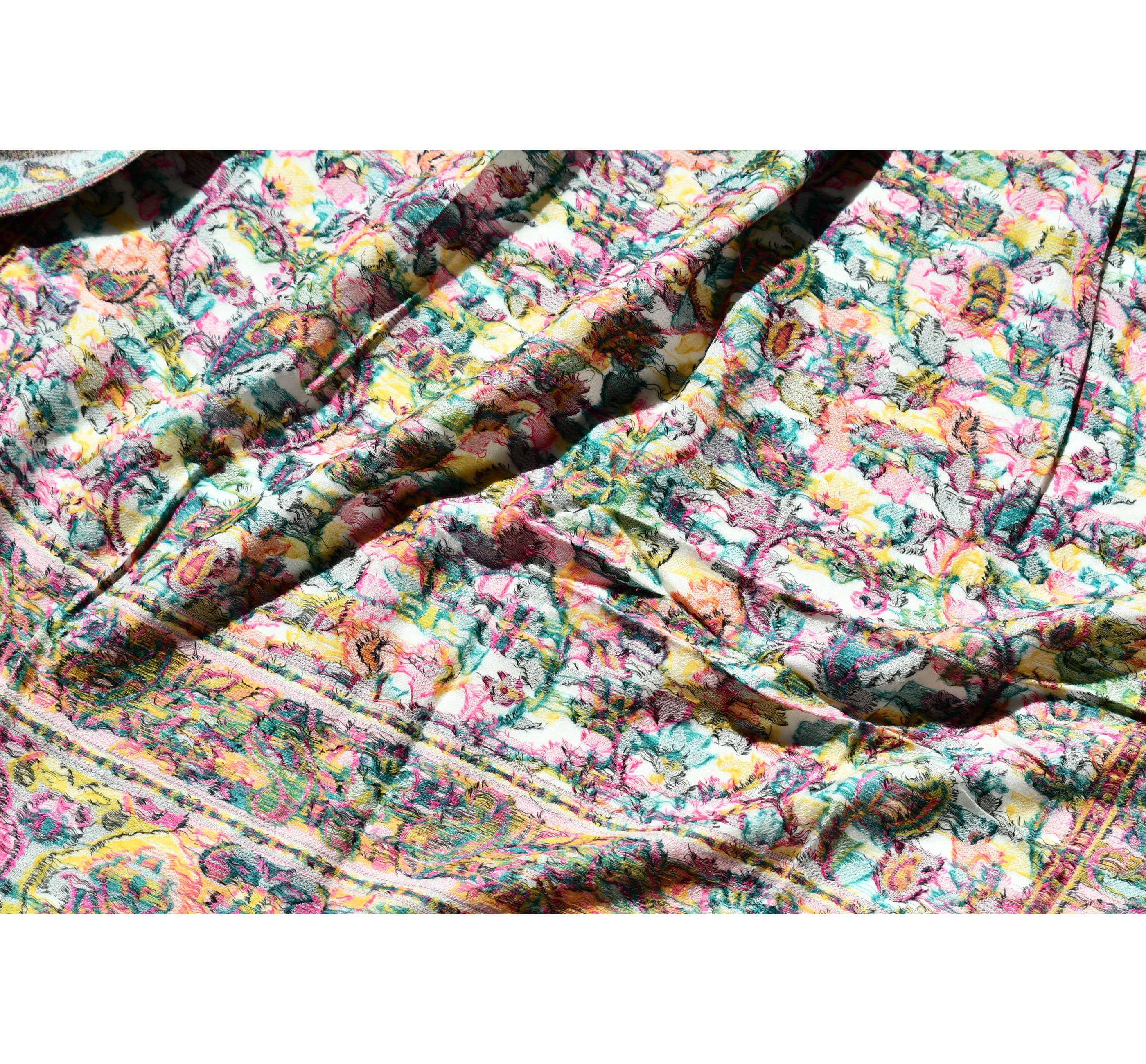 Chilli 200 elegantem, Schal aktuellem bedruckt, (Einzelstück), gewebt, Muster nicht Blue mit x Kani-Schal Muster-2 cm Blumenmuster, cm Größe: 70