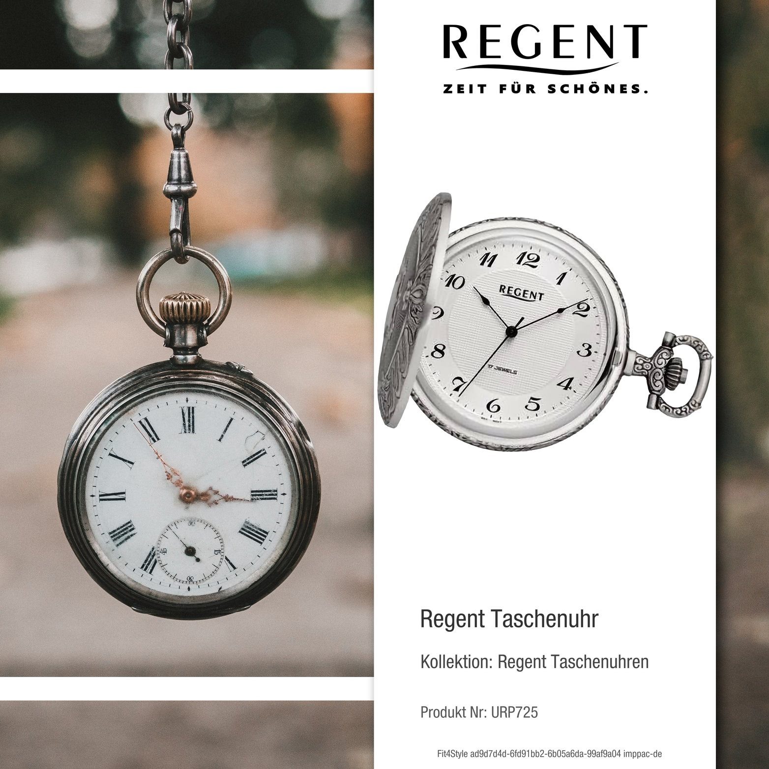 Regent Taschenuhr Regent Herren Taschenuhr Analog Gehäuse, (Analoguhr),  Herrenuhr Taschenuhr, rundes Gehäuse, extra groß (ca. 48mm)