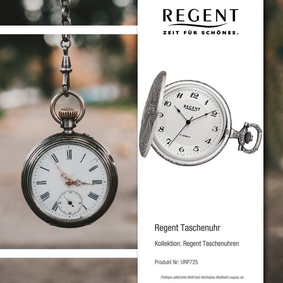 Regent Taschenuhr Regent Herren Taschenuhr Analog Gehäuse, (Analoguhr),  Herrenuhr Taschenuhr, rundes Gehäuse, extra groß (ca. 48mm)