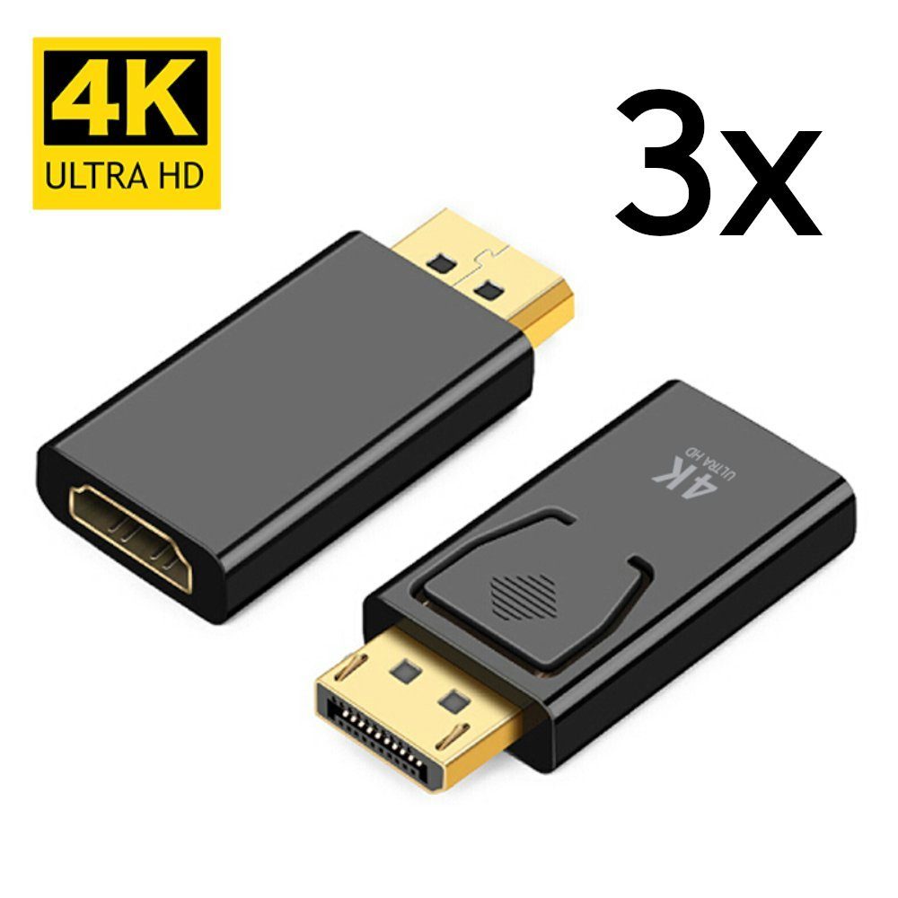 TradeNation DisplayPort Stecker auf HDMI Buchse DP auf HDMI Adapter Konverter 4K Audio-Adapter DisplayPort zu HDMI, 4k@30Hz