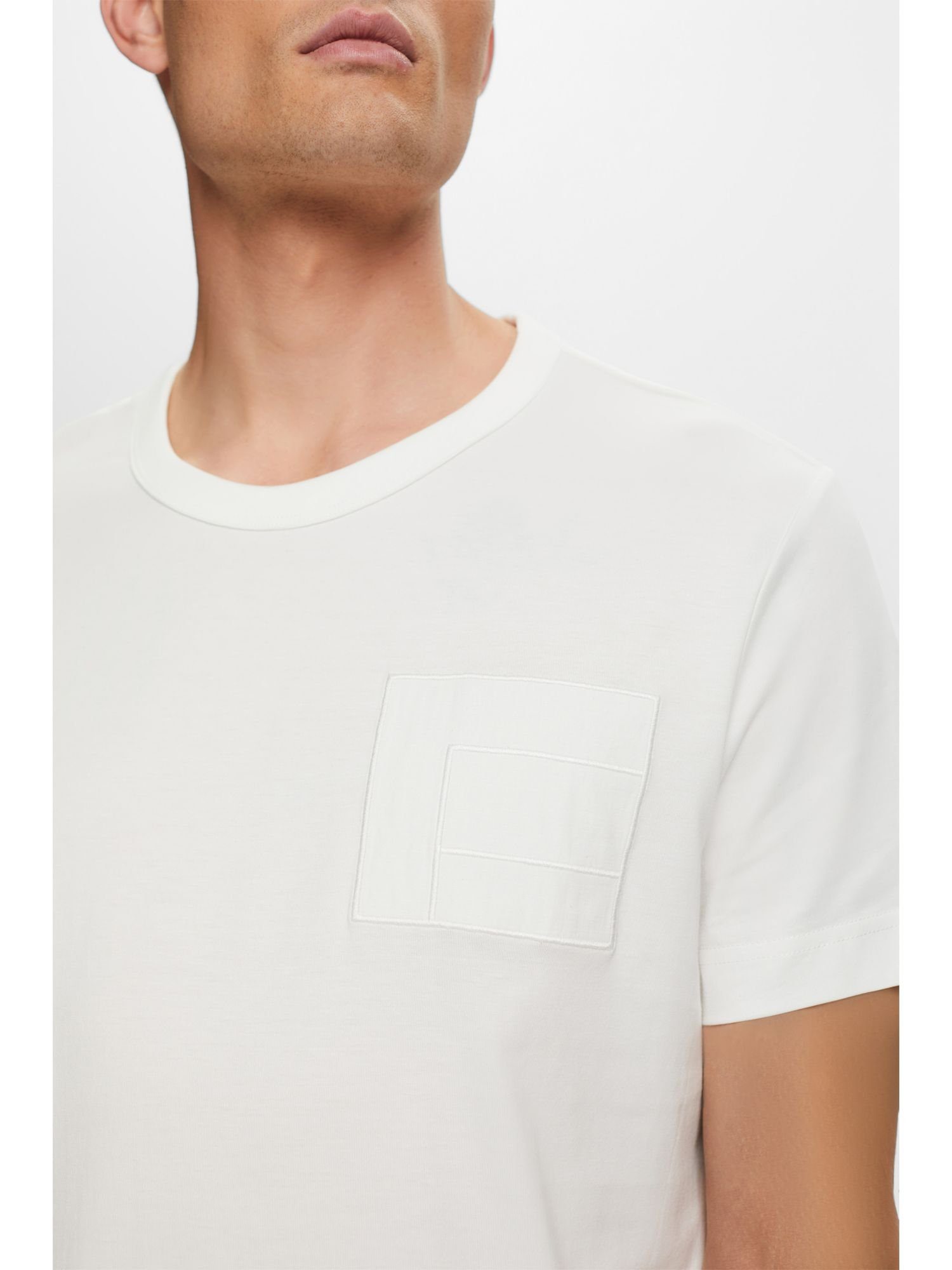 Esprit Collection T-Shirt Jersey-T-Shirt (1-tlg) OFF Baumwolle 100% Stickerei, WHITE mit