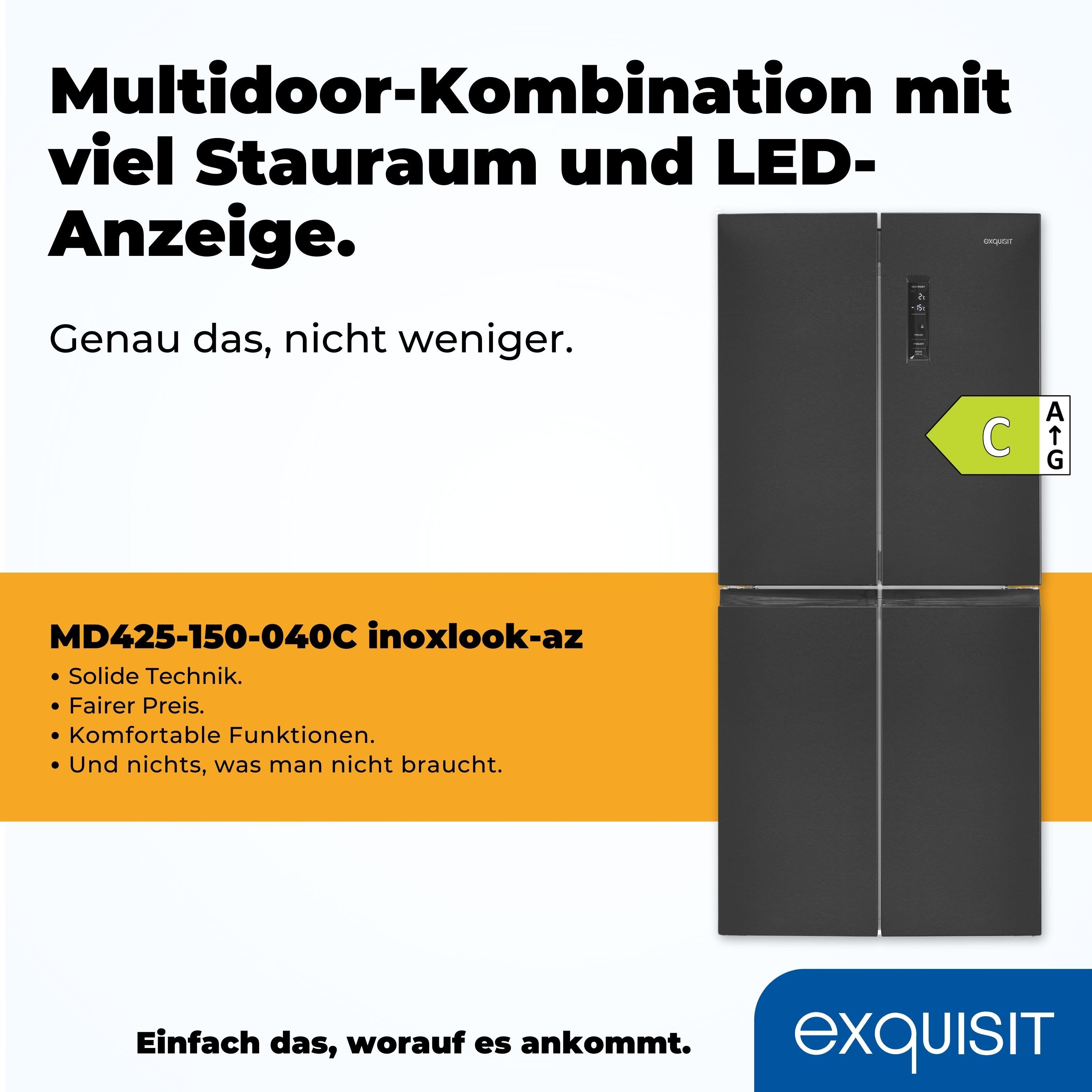 exquisit Multi Door MD425-150-040C inoxlook-az, 180 cm hoch, 79 cm breit