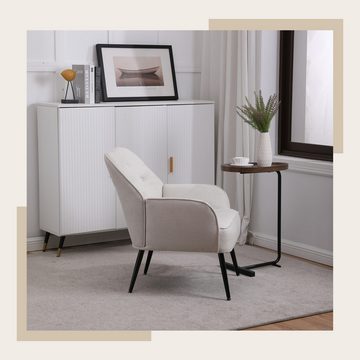 SeedWave Sessel Samt Lesesessel mit Metallbeine, Gemütlicher Lounge Stuhl, Modern Sessel Wohnzimmer, Relaxsessel mit Gekippter Rückenlehne