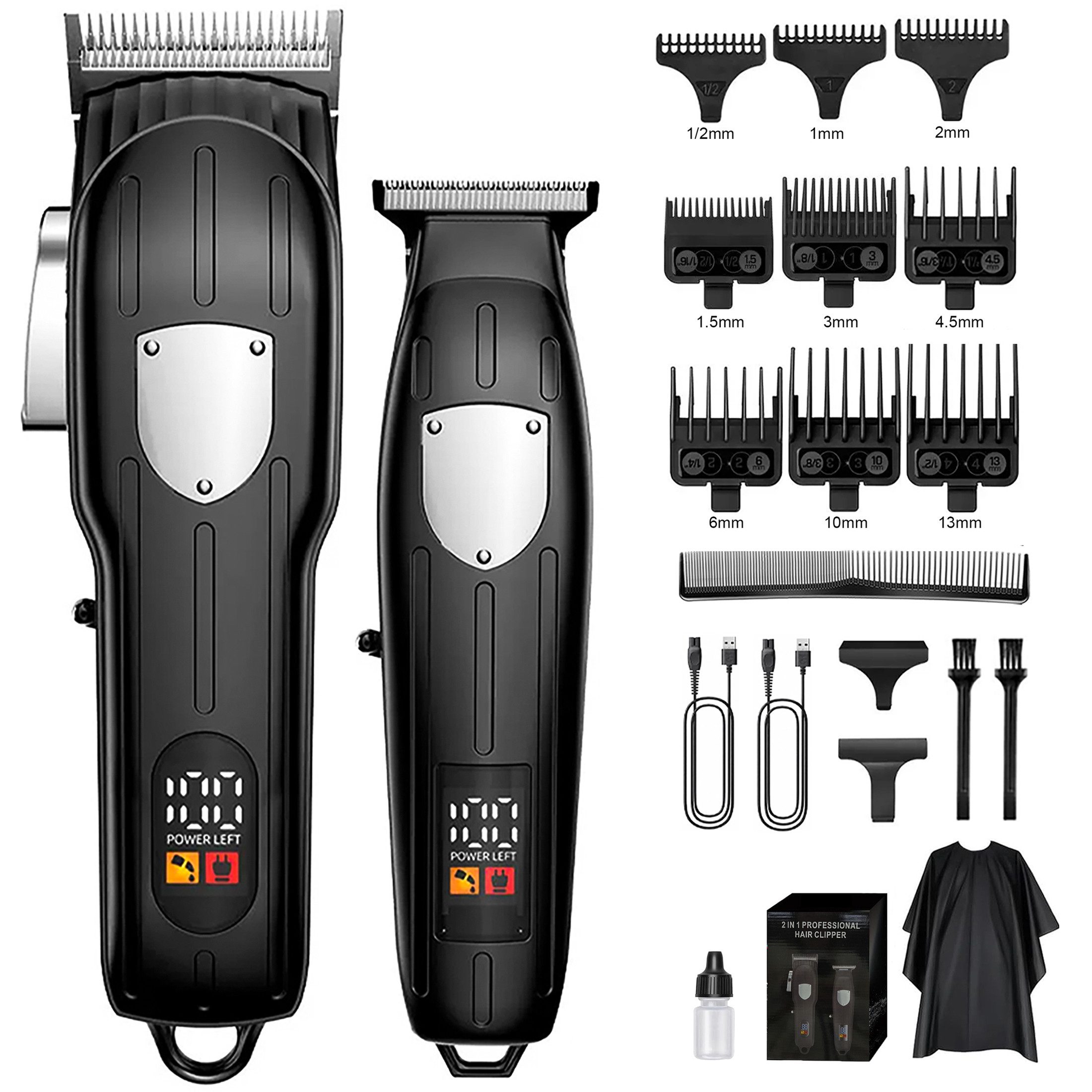 Luckice Haarschneider Herren Haarschneidemaschine-Set mit Profi-Clipper & T-Klingen-Trimmer, LED-Display, 4-fach Hebelverstellung, USB-Ladung und Zubehör, Bartschneider,Geschenkset für Herren,Vatertagsgeschenk