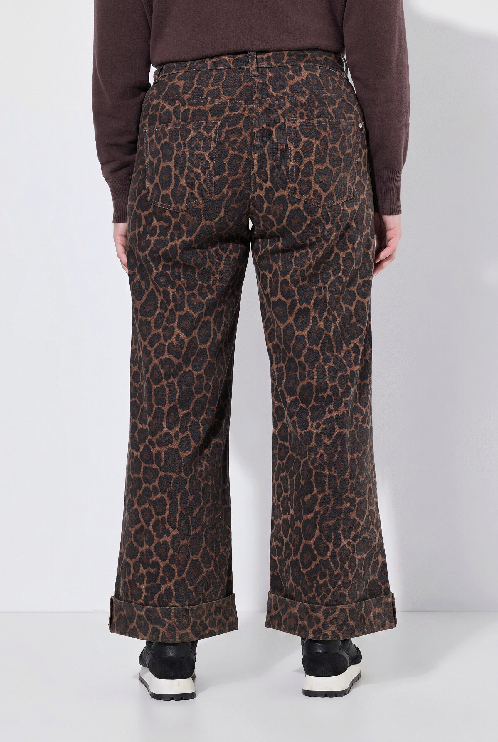 MIAMODA Regular-fit-Jeans Jeans weites Bein Leo-Muster 5-Pocket Umschlag