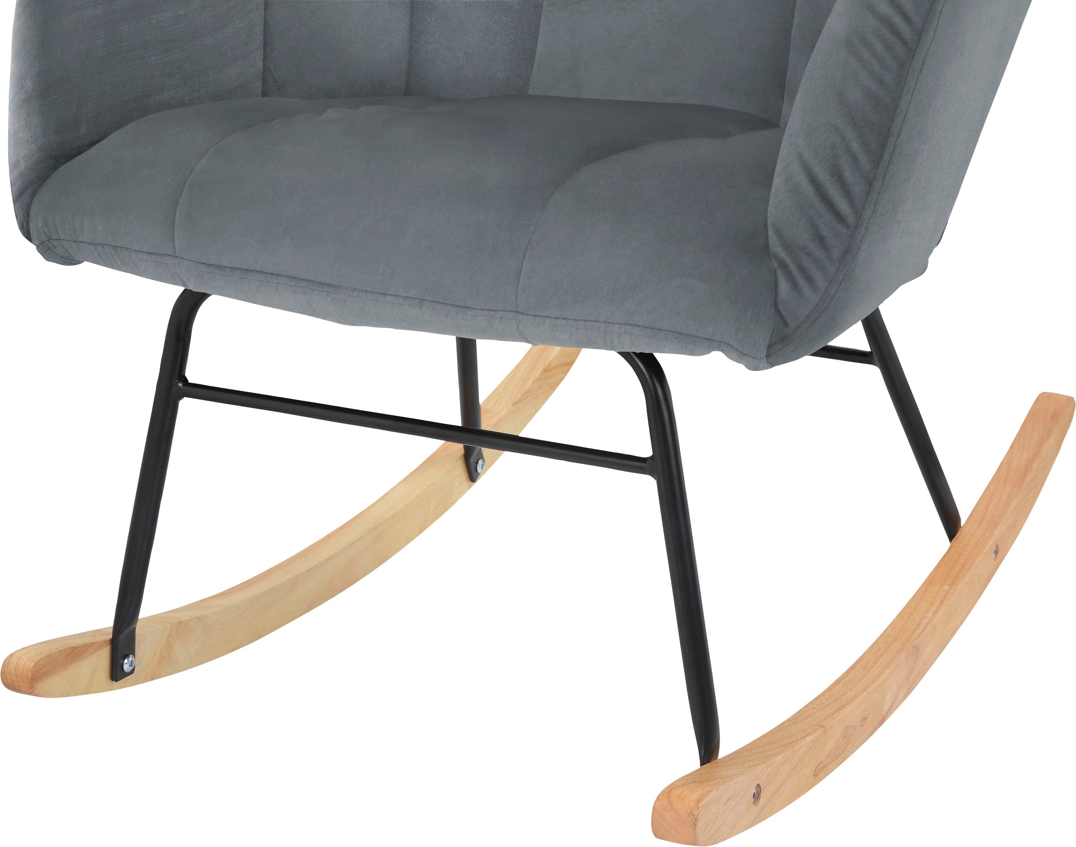 INOSIGN Schaukelsessel Anika Sitzhöhe Holz, Sitz (1-St), Rücken und Metall cm gepolstert, und 48 Beine aus