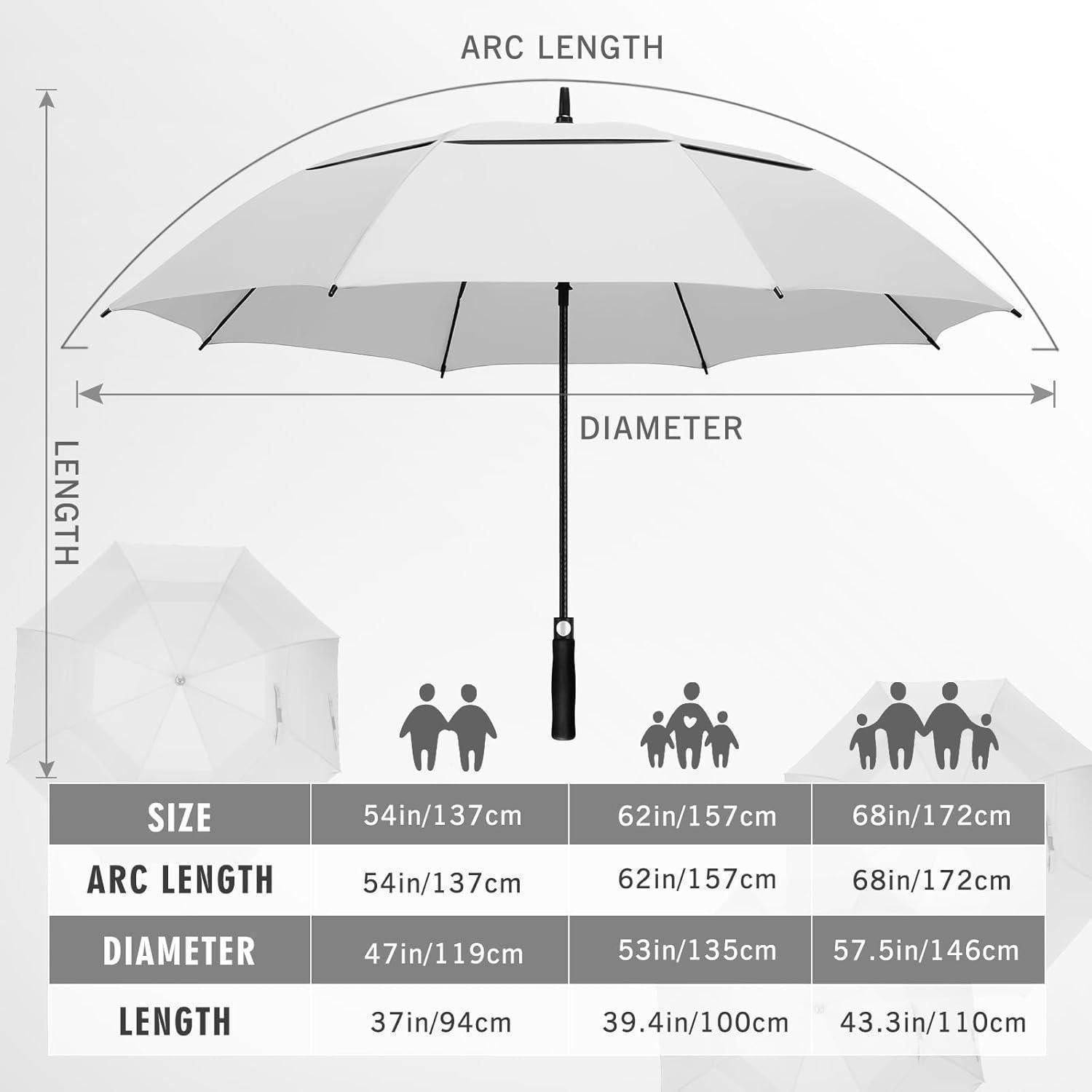 LuxusKollektion Golfregenschirm Regenschirm Sturmfest XXL Golf Groß 2 Personen Stabil Weiß 157CM XL