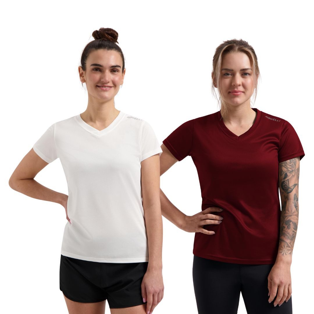 Rogelli Funktionsshirt Laufshirt Damen Atmungsaktives Kurzarmshirt 2er-Pack