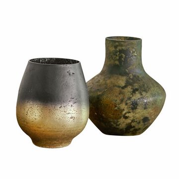 Mirabeau Dekovase Vase 2er Set Ricky schwarz/grün/gold