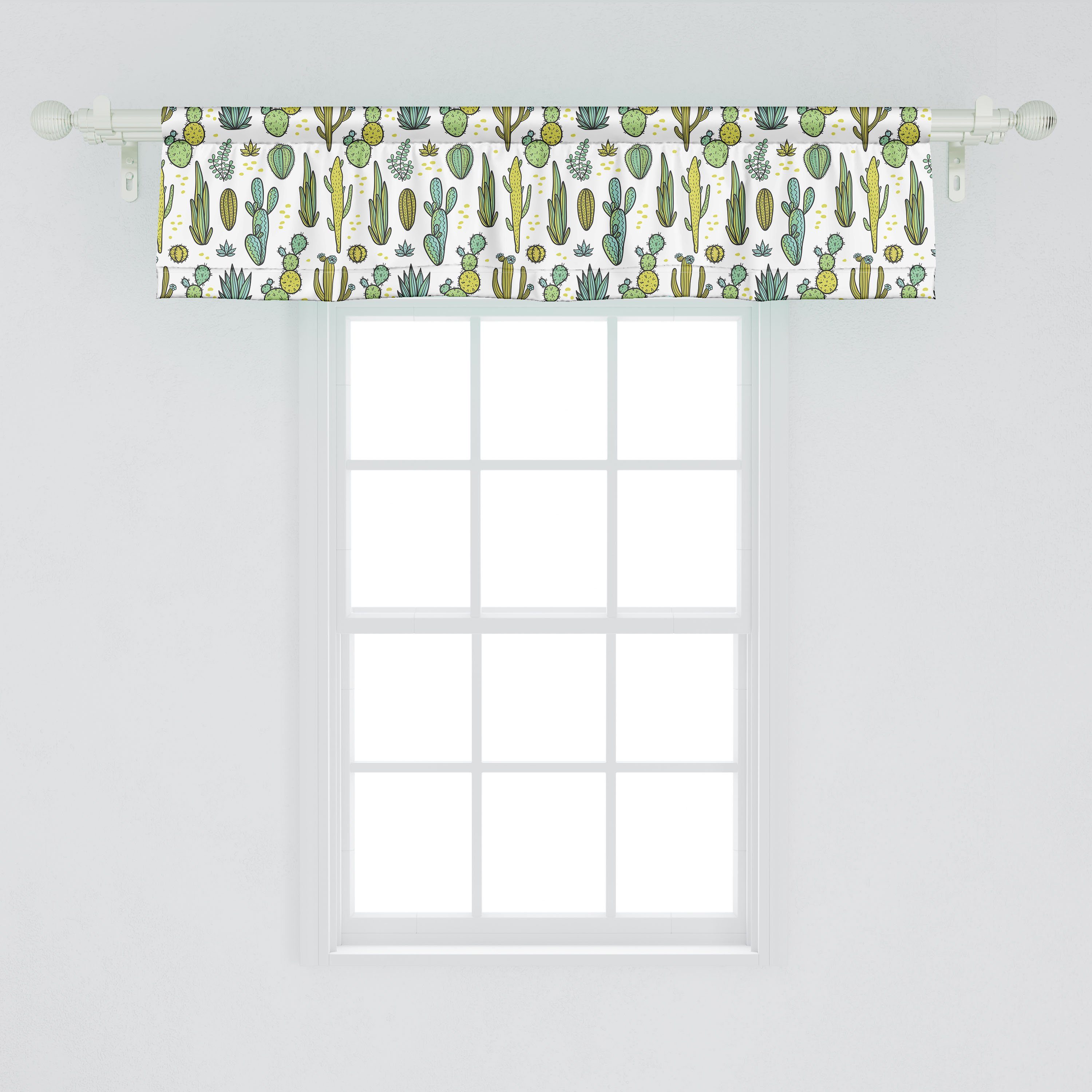 Scheibengardine Vorhang Microfaser, Abakuhaus, Motiv Dekor mit Stangentasche, für Kaktus Schlafzimmer Küche Laub Tropisches Volant