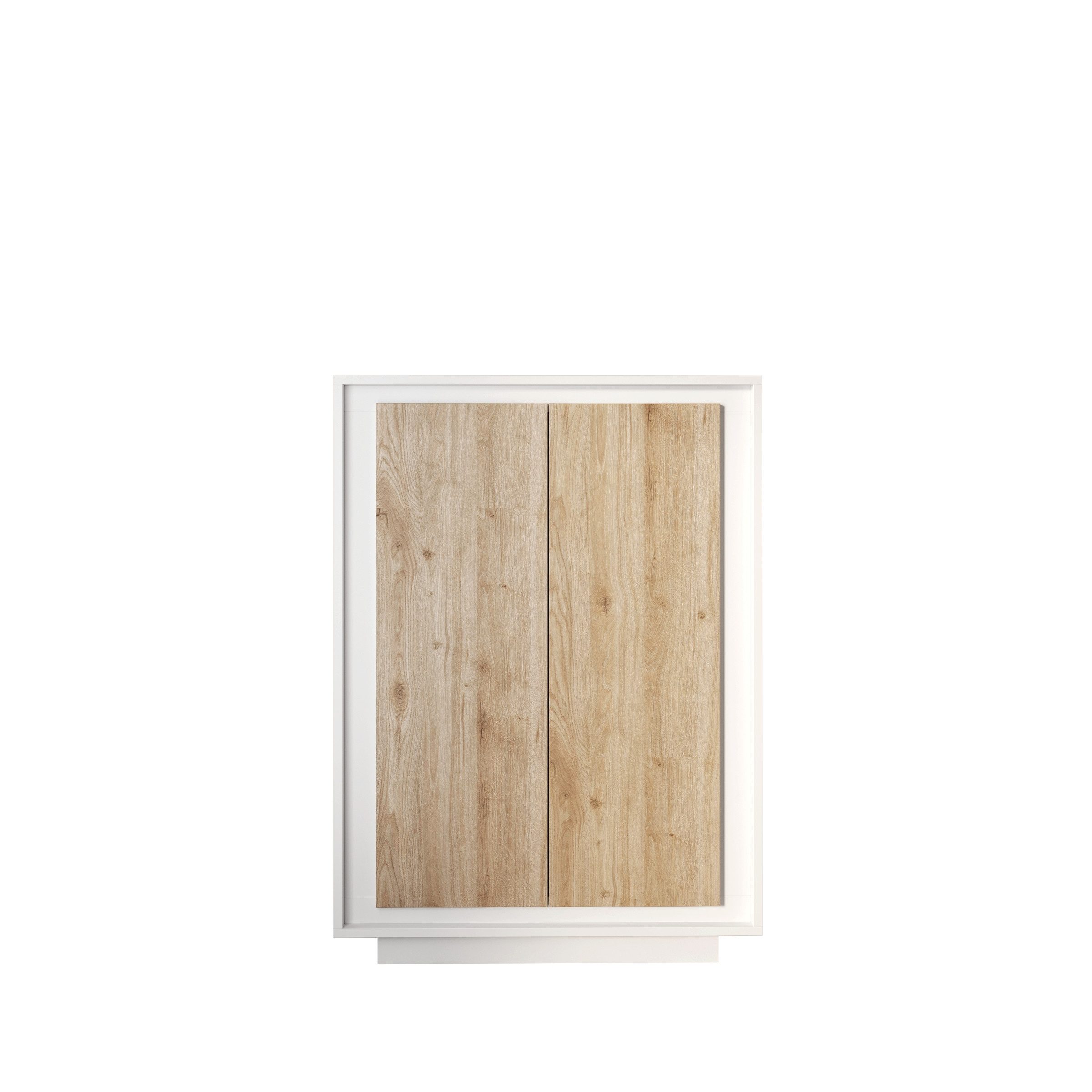 freiraum Highboard Siena, 6 Böden, Soft-Close, Weiss Lack matt, Eiche Dekor - 106x171x40 (BxHxT)