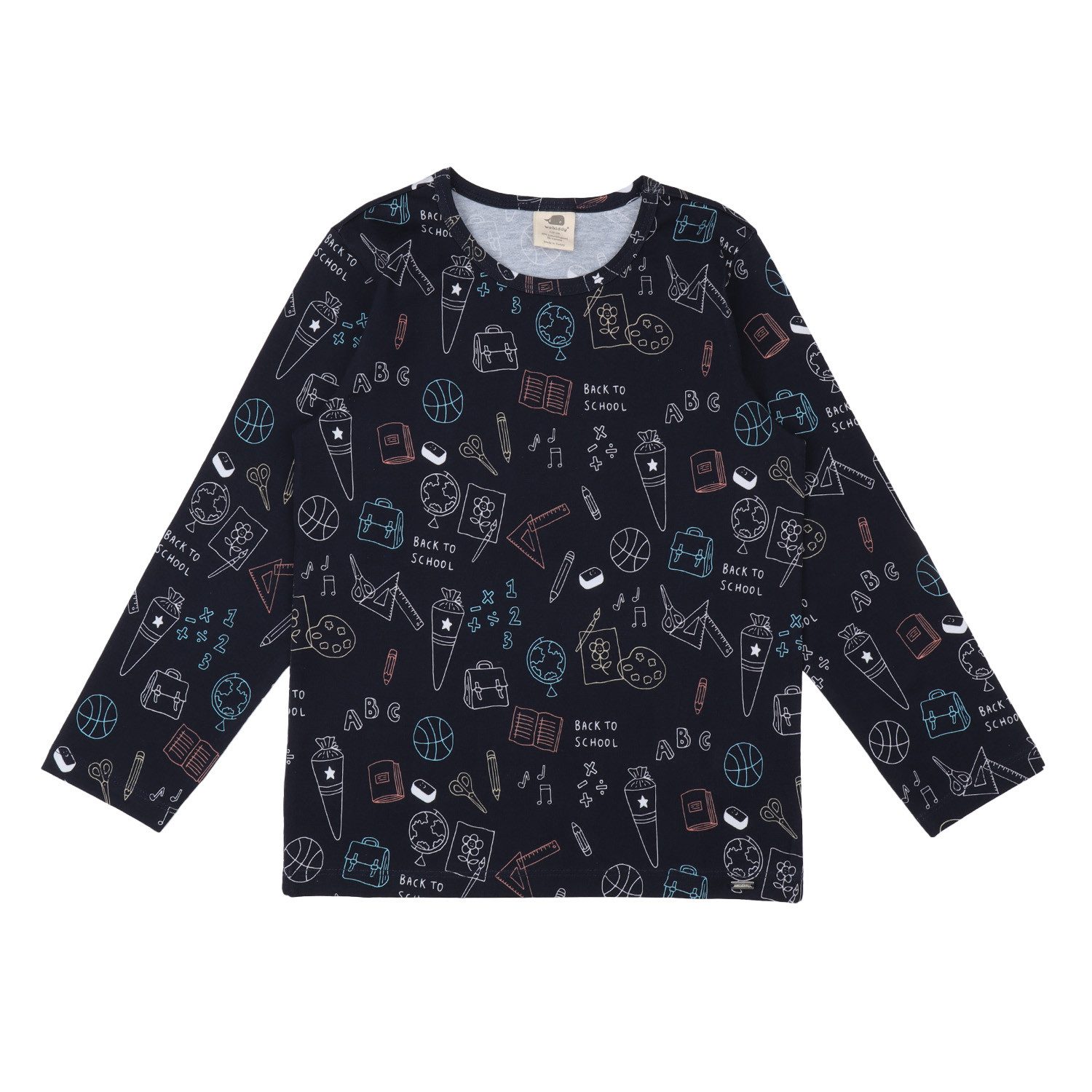 Langarmshirt Kinder Shirt mit Schulanfangsmotiv aus Bio-Baumwolle