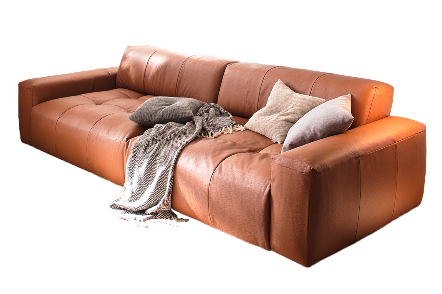 KAWOLA 3-Sitzer PALACE, Big Sofa Couch mit Sitztiefenverstellung Leder verschiedene Farben